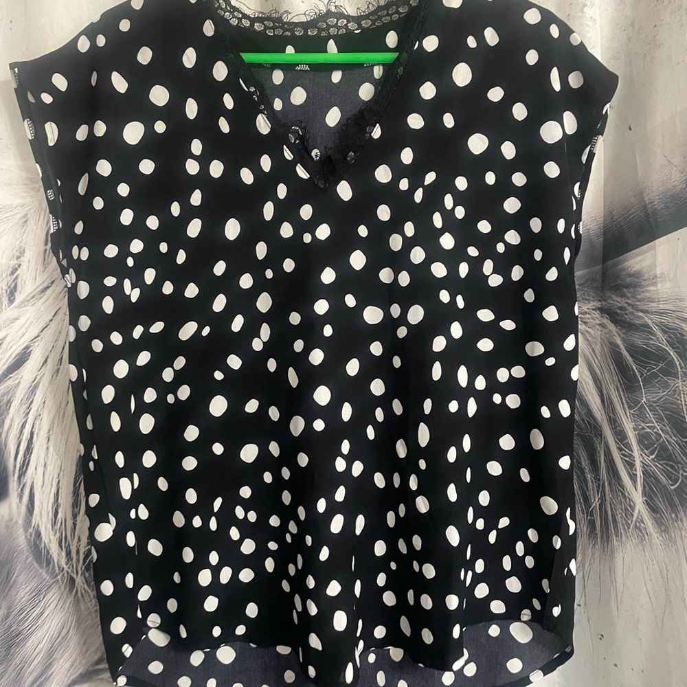 Black and White Polka Dot Women's Top